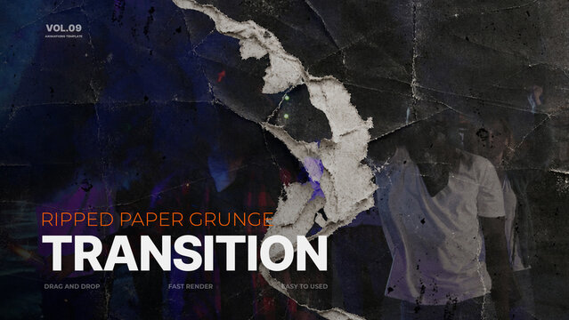 Ripped Paper Grunge Transition / Edgy Paper Shred and Raw Tattered Texture Scene Changes for Street and Music Videos / Horizontal / Part 09