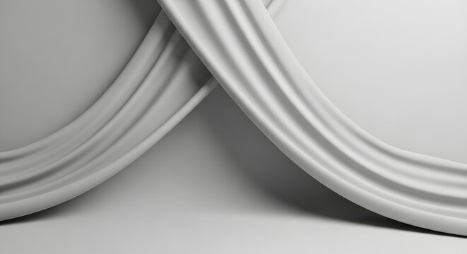 Smooth White Fabric Drapes Intersecting Against a Softly Lit Minimalist Studio Background