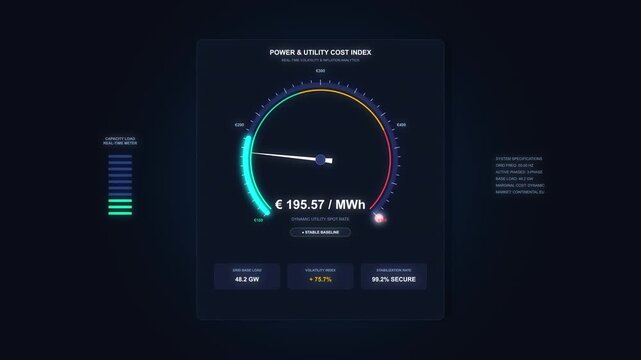 Gauge dashboard animation showing performance metrics and speed
