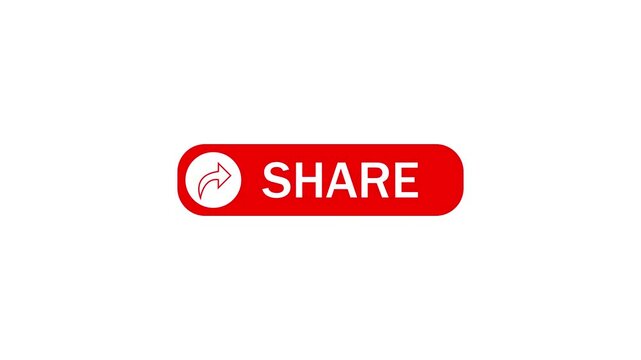 Modern minimalist share button animation red arrow dynamic social media sharing interface clean flat