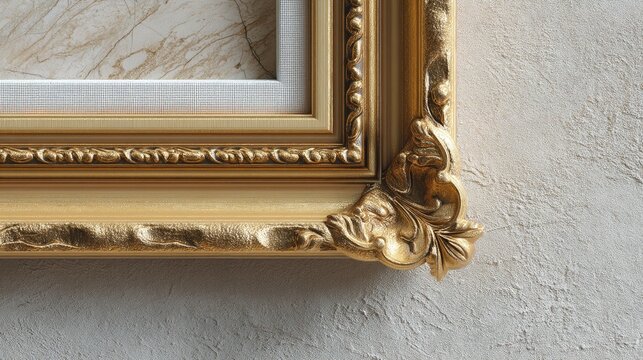 Elegant Gold Decorative Frame Corner with Textured Background