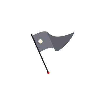 Gray flag with yellow circle on black pole