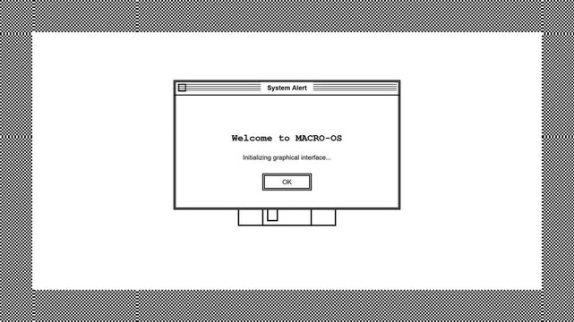 Retro computer operating system boot up and pixel art drawing gui