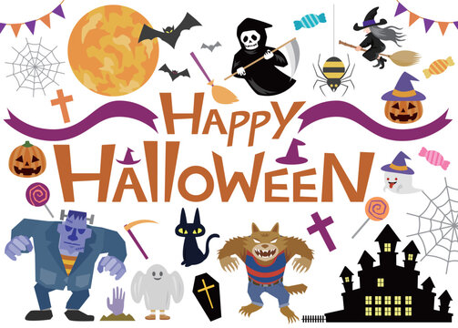 ハロウィンの素材セット