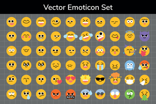 Colorful emoticon elements vector set