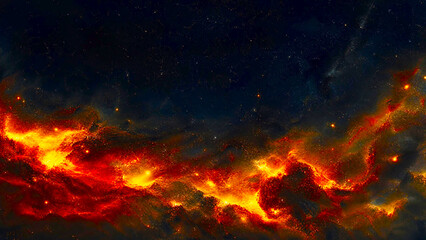 Fototapeta premium Fiery Cosmic Space Nebula and Galaxy Background