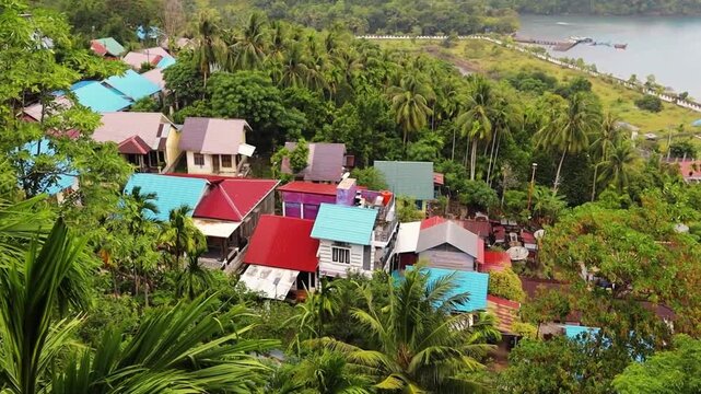 Aerial view of Sabang village at Pulau Weh island in Sumatra Indonesia
