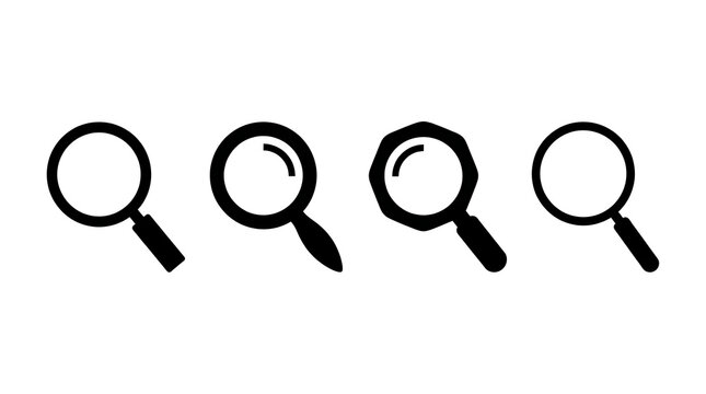 Four magnifying glass icons in search mode