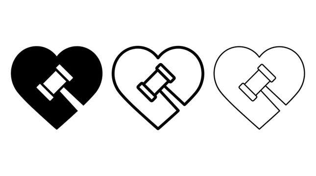 Minimalist heart icons with letter h inside