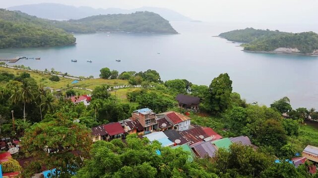 Aerial view of Sabang village at Pulau Weh island in Sumatra Indonesia