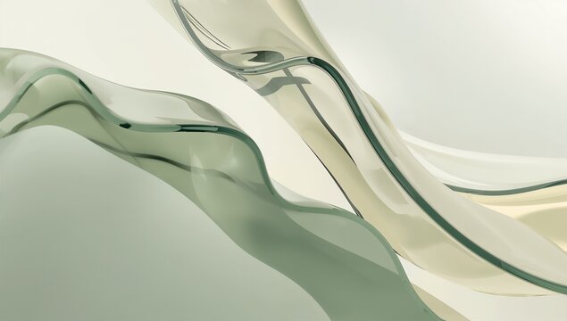 Abstract flowing glass sculptures with smooth curves and transparent surfaces