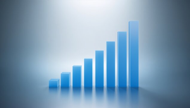 Business Growth Chart with Rising Bar Graph indicating Success and Progress