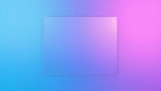 Minimalist transparent square on colorful gradient background for design projects
