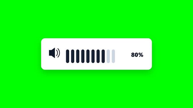 Volume control indicator bars with percentages on green screen
