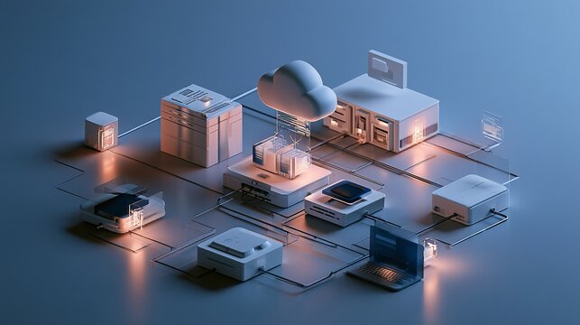 Modern data network infrastructure design showcasing cloud connectivity and digital transformation concept for business