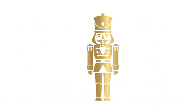 Golden Nutcracker Soldier Silhouette Metallic Christmas Toy Vector Icon