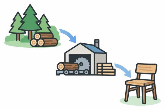 Timber traceability from forest through sawmill to furniture