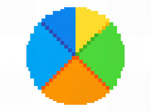 Pixel art colorful circle with multi colored segments