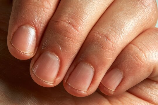Human hand showing fingers with natural nails and detailed skin texture in macro view
