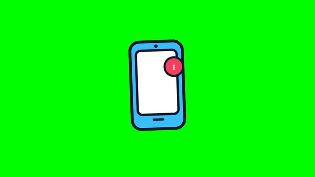 Doodle smartphone icons with notifications on green screen