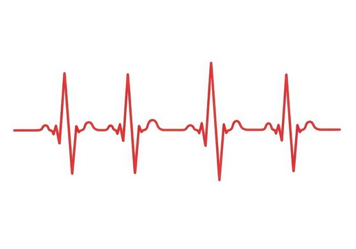 Red heartbeat line medical illustration with rhythm pattern