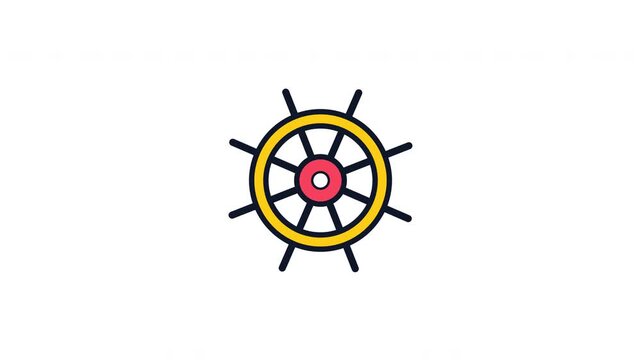 Nautical ship wheel pattern loop on white background
