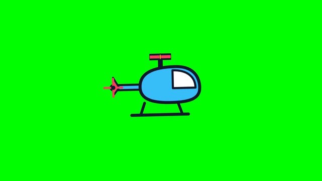Blue cartoon helicopters flying on a green background