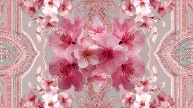 Pink floral wallpaper background with delicate pink flowers and soft white accents, elegant romantic pattern for feminine home decor, wedding invitations, spring design, luxury interior, packaging, br