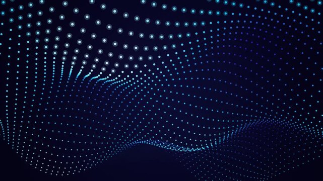 Abstract digital dots pattern forming futuristic wave design on transparent background