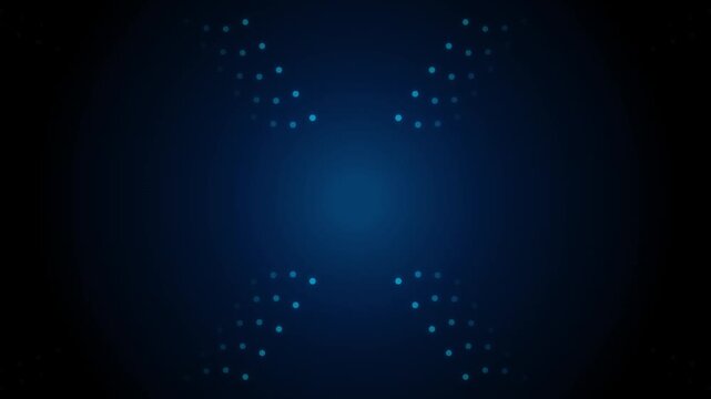 Cyan cyber halftone chevron flow on dark blue background