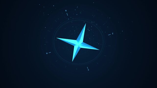 Modern Compass Navigation Design Showing Cardinal Directions With Glowing Needle