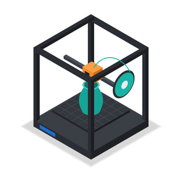 3D printer printing a teal vase