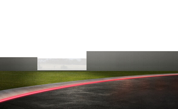 Road with red neon light and blank background