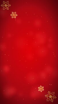 Festive Crimson Velvet Golden Snowflakes Vertical Motion Background.