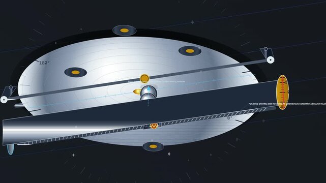 3D educational animation explaining the mechanics and operation of a disk integrator used in mechanical analog computers to continuously calculate mathematical integration