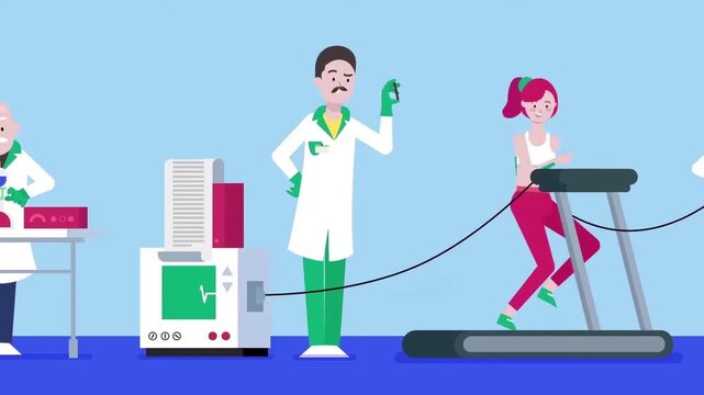 Scientists working in a modern laboratory conducting scientific research and experiments with medical equipment animation clip