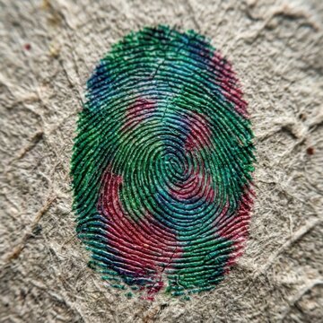 Colorful Fingerprint on Textured Paper
