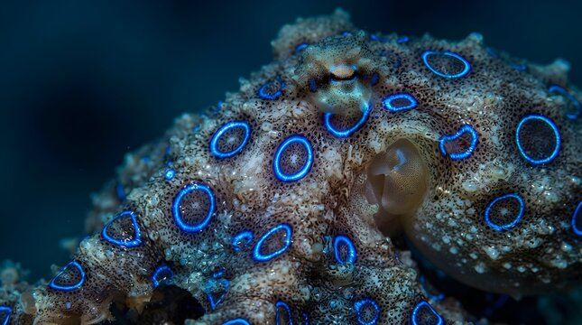 Blue Ringed Octopus Close-Up Macro Detail