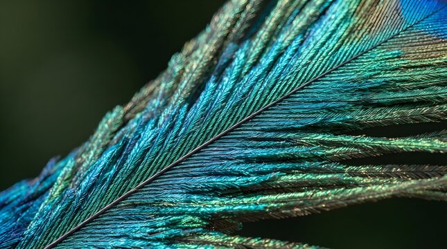 Peacock Feather Close-Up Blue Green Texture Detail