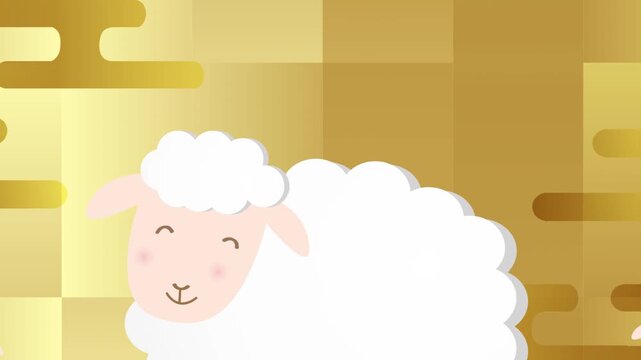 Cute cartoon sheep on gold pattern 4K