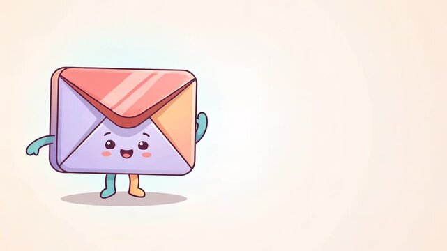 Cute Sealed Envelope Character Waving in Clean Vector Editorial Style Animation with Copy Space for Black Friday Promotion, Email Marketing, Special Offer Announcement, and Commercial Ad Campaign