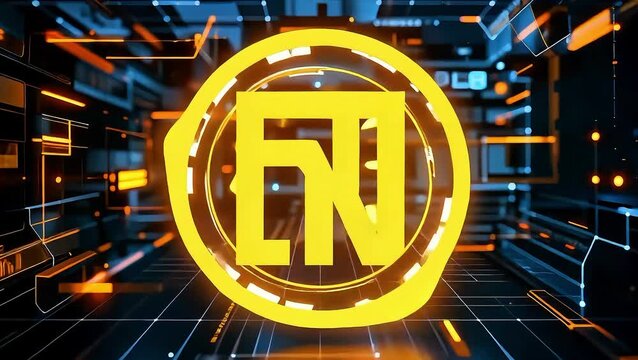 Futuristic Yellow Sci-Fi UI &mdash; Glowing Rounded Rectangle with Holographic Glitch Animation