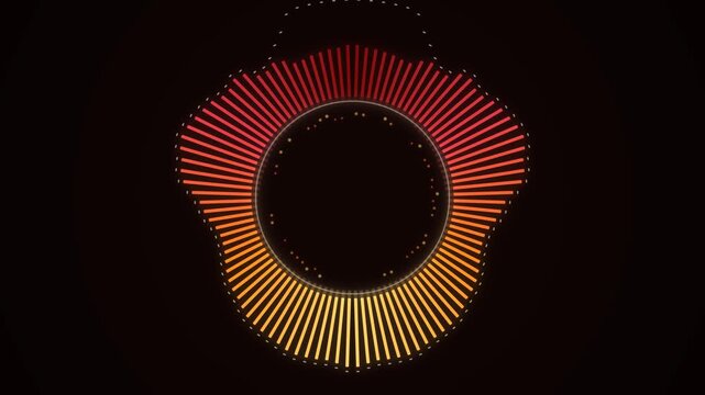 Abstract circular audio spectrum equalizer waveform pattern on black background for music visualization