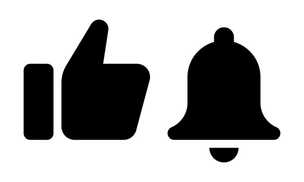Like and bell icon vector. Elements for video streaming channel subscriptions.