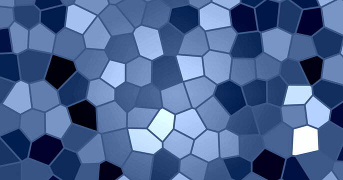 Abstract Geometric Polygonal Mosaic Pattern in Shades of Blue and White Illustration for Graphic Design Background.