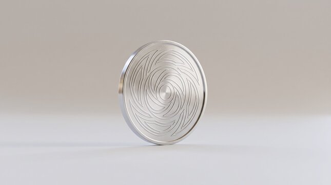 Silver Coin with Fingerprint Pattern, Macro Shot