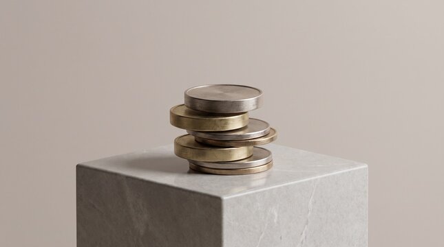 Stack of Coins on Pedestal, Financial Growth Concept