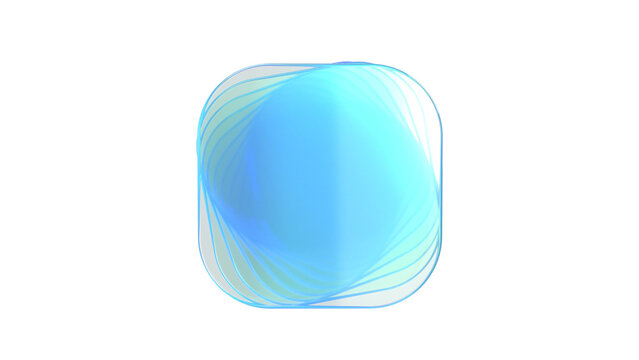 Swirling light blue square shape with rounded corners , keywords: light blue isolated on a transparent background