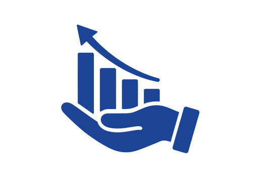 Hand holding a growing bar graph representing business success and financial growth