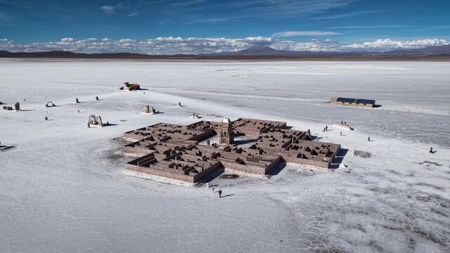 The maze of Uyuni Salt Flats, Bolivia. High quality 4k drone footage